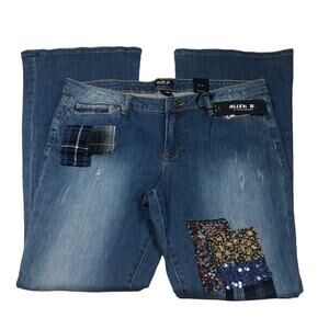 Allen B by Allen Schwartz flare bootcut patch jeans size 16